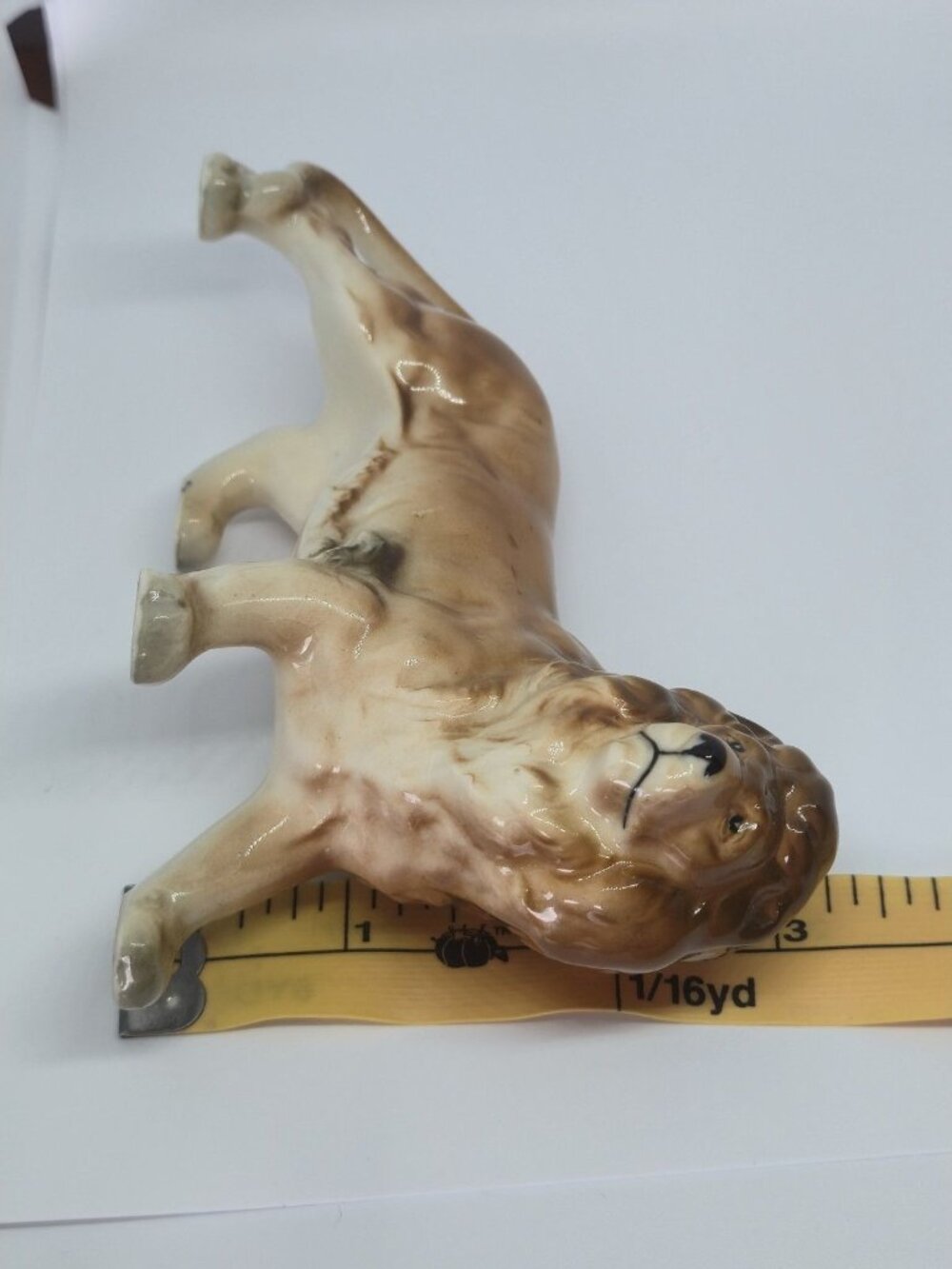 Hand Decorated Vintage Ceramic Lion Figurine Brown Glaze MCM Japan Statue Decor - Picture 12 of 12